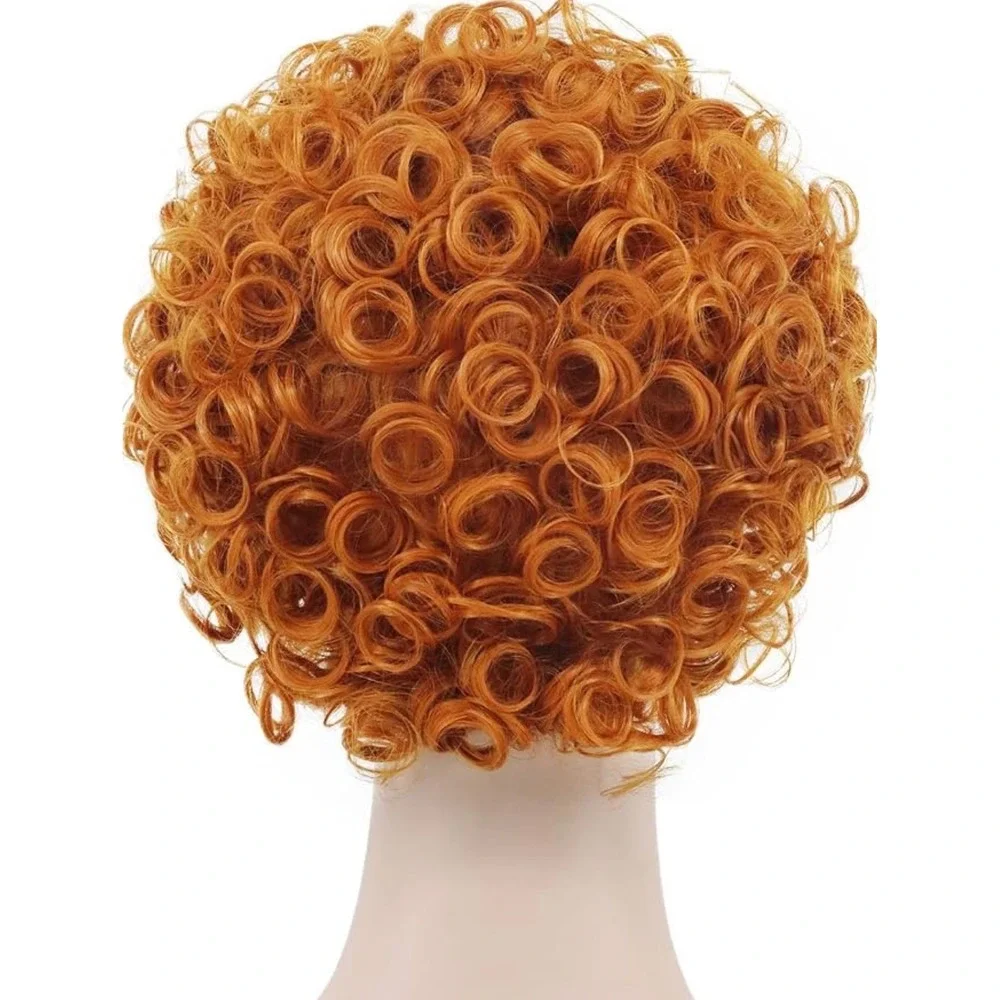 NWT Adult Orange Red Short Curly Wig Anime Cosplay Clown Halloween Costume